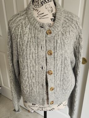Faherty Gray Frost Cardigan SZ M